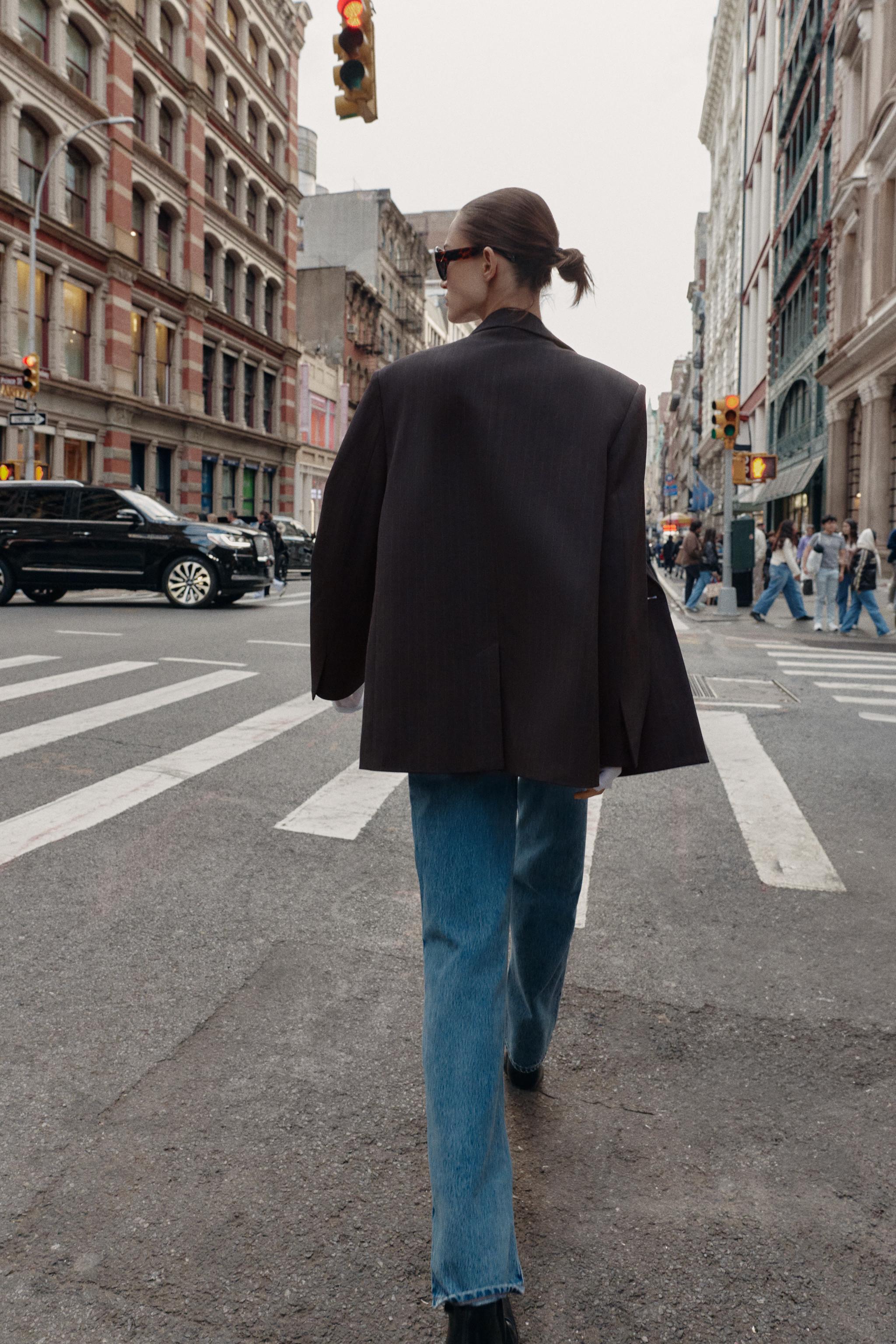 OVERSIZED DOUBLE BREASTED PINSTRIPE BLAZER